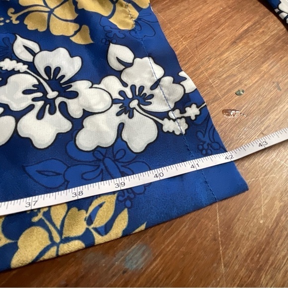 Hawaiian 3 Piece Set Pants Bra Top Floral Wrap Blue White Size 12 Vintage - Picture 13 of 13